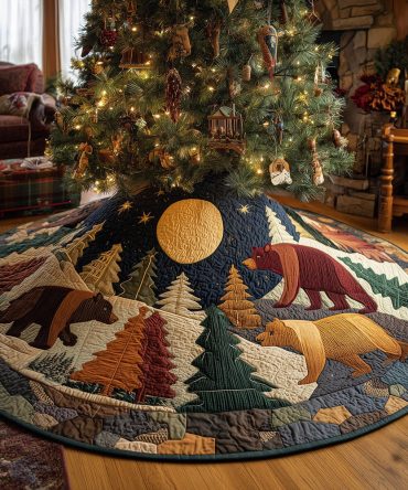 Starry Trail Retreat Holiday Tree Skirt — Handmade Star-Lined Christmas Base Cover, Custom Rustic To Modern Festive Accent