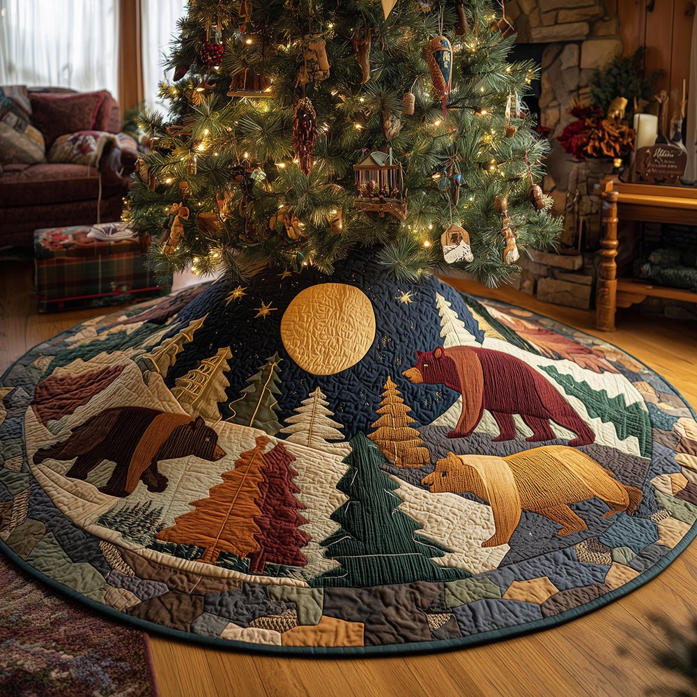 Starry Trail Retreat Holiday Tree Skirt — Handmade Star-Lined Christmas Base Cover, Custom Rustic To Modern Festive Accent