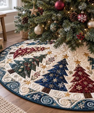 Starry Night Christmas Tree Skirt - Made-To-Order Elegant Star Motif, Premium Velvet Holiday Skirt With Gift Packaging Option