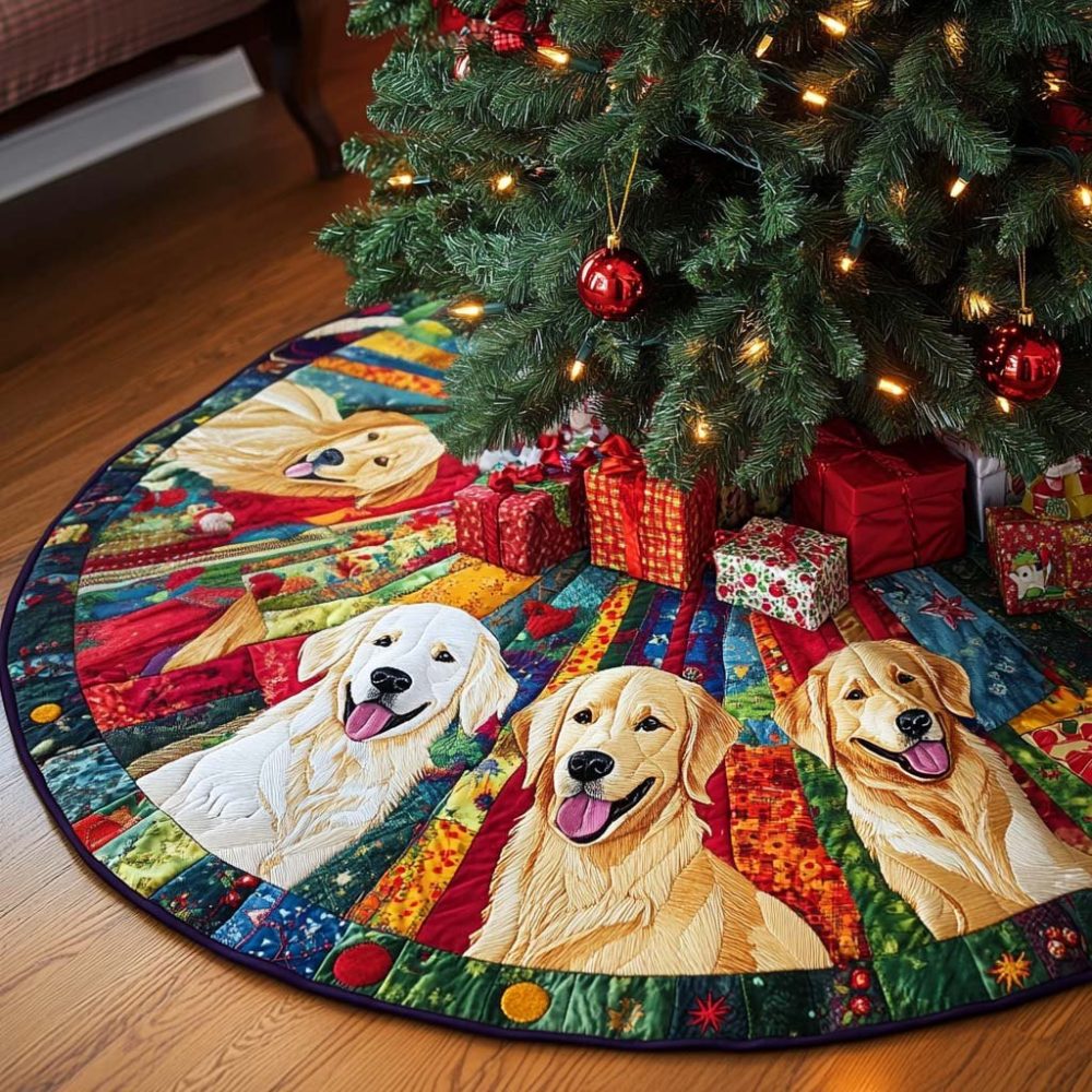Luxurious Sunny Fur Holiday Tree Skirt — Custom Plush Christmas Tree Base Cover, Handmade Festive Decor & Gift