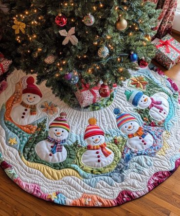 Sweet Carrot Holiday Tree Skirt — Custom Bunny & Carrot Themed Christmas Tree Base Cover, Handmade Cozy Rustic Seasonal Décor