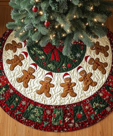 Holiday Treats Themed Christmas Tree Skirt — Custom Candy & Cookie Design, Handmade Festive Tree Base Cover, Perfect Host Gift