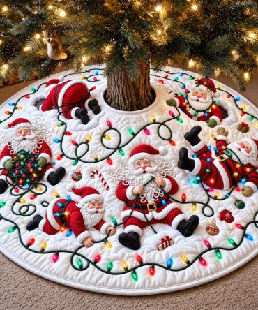 Tangled Santa Holiday Tree Skirt - Vibrant Handcrafted Christmas Decor, Lush Felt, Custom Fit & Gift-Ready Packaging