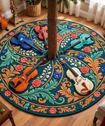 Teal Floral Melody Tree Skirt — Vibrant Teal Floral Pattern, Luxe Velvet Or Cotton, Customizable Size & Monogram For Chic Holiday Look