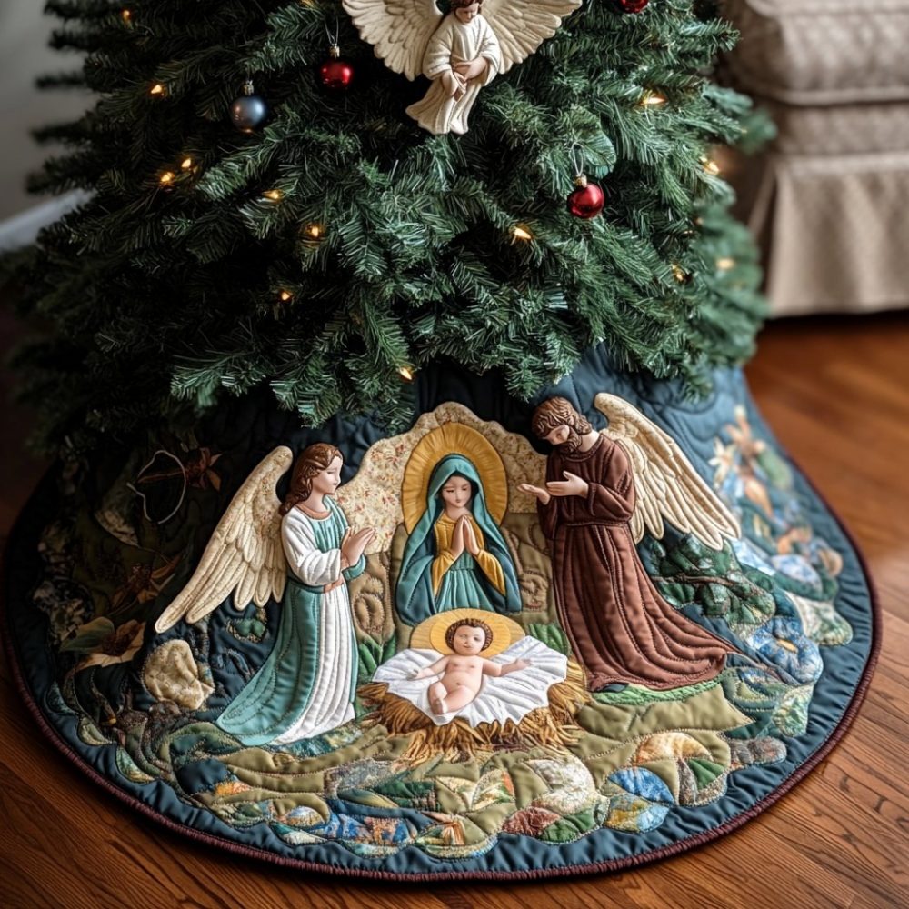 First Noel Premium Tree Skirt - Made-To-Order Classic Holiday Elegance, Quilted Finish & Timeless Christmas Motifs For Every Tree