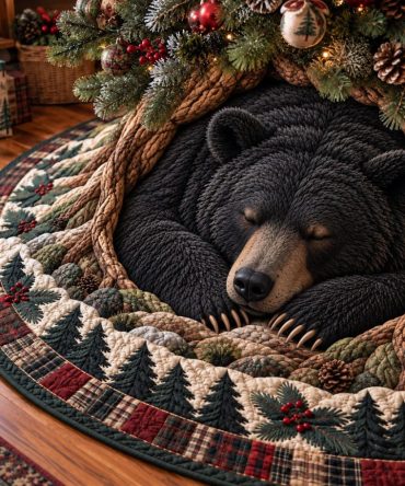 The Hidden Forest Holiday Tree Skirt — Handcrafted Skirt With Pine & Owl Motifs, Durable Backing, Gift-Worthy Presentation