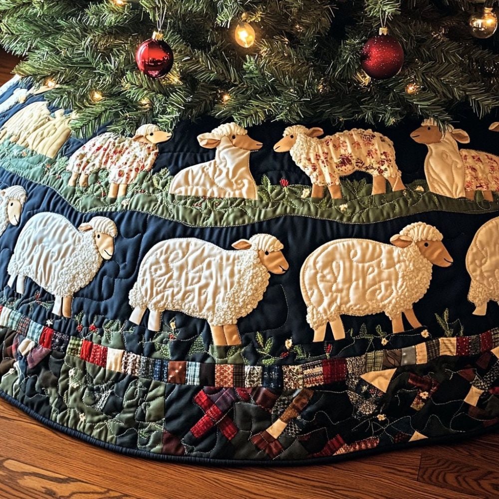 Wool Gathering Handcrafted Holiday Tree Skirt - Made-To-Order Wool Blend, Cozy Textures & Warm Neutral Palette For Christmas