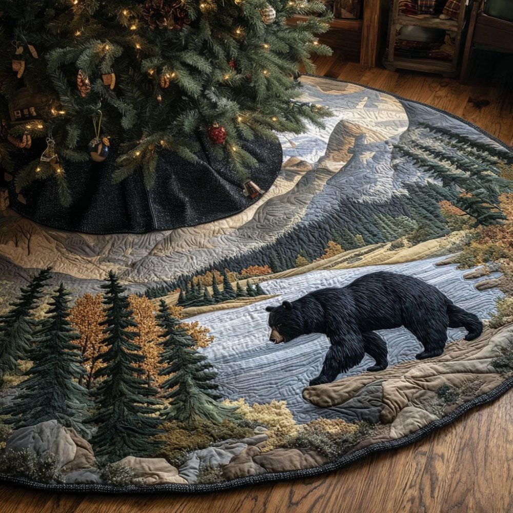 Timber Creek Rustic Christmas Tree Skirt - Handmade Made-To-Order Holiday Tree Skirt With Plaid Accents, Cozy Cabin Farmhouse Style, Customizable Sizes