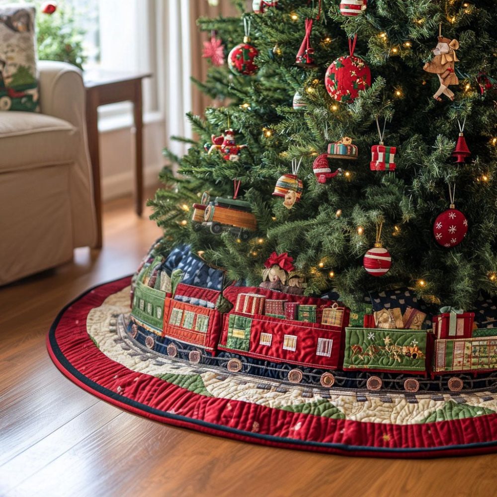 Timeless Glow Elegant Tree Skirt - Custom Handmade Made-To-Order Christmas Tree Skirt In Classic Neutrals With Velvet Finish And Refined Trim