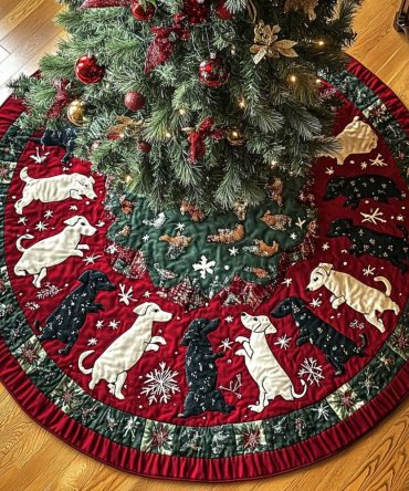 Tiny Paws Parade Pet-Friendly Christmas Tree Skirt — Made-To-Order Durable & Cute Design, Machine-Finish, Ideal For Pet Homes