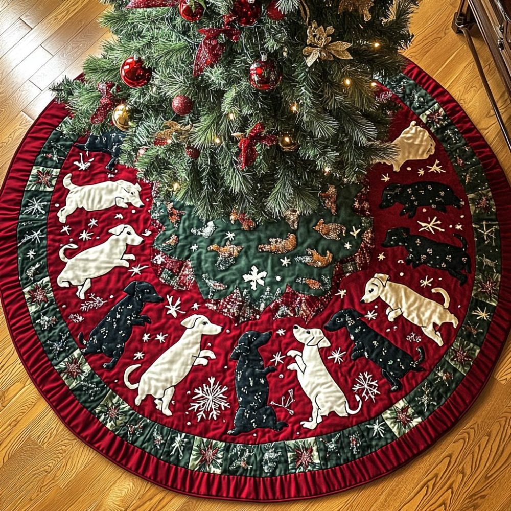 Tiny Paws Parade Pet-Friendly Christmas Tree Skirt — Made-To-Order Durable & Cute Design, Machine-Finish, Ideal For Pet Homes