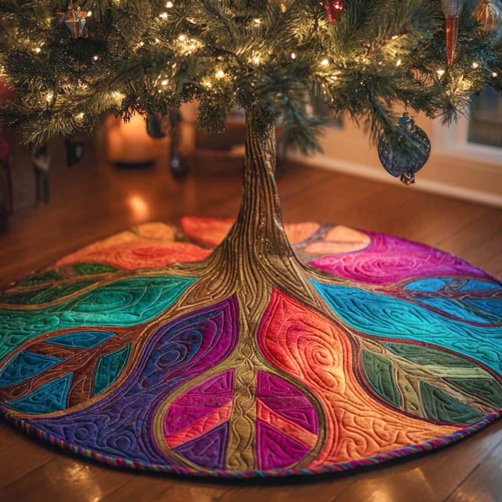 Tree Of Peace Custom Holiday Tree Skirt — Handcrafted Serene Christmas Tree Skirt, Personalized Options, Soft Textures For Calm Seasonal Decor
