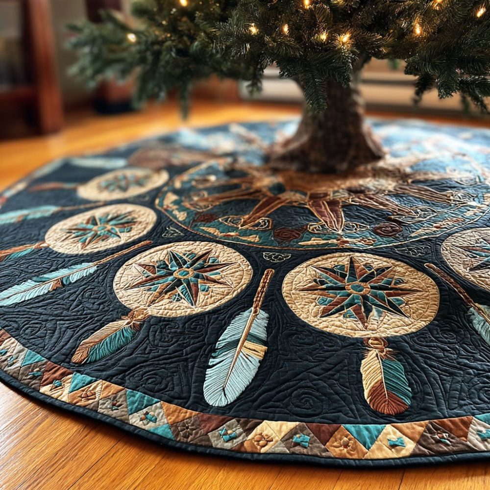 Tribal Dream Custom Christmas Tree Skirt — Made-To-Order Handcrafted Patterned Holiday Base, Durable Fabric & Tailored Finish