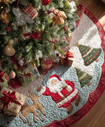 Custom Twinkling Holiday Spirit Christmas Tree Skirt - Luxurious Made-To-Order Holiday Tree Skirt With Led Accents & Soft Velvet