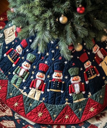 Twirling Nutcracker Magic Christmas Tree Skirt – Custom Classic Nutcracker Holiday Tree Base Cover, Elegant Theatrical Design