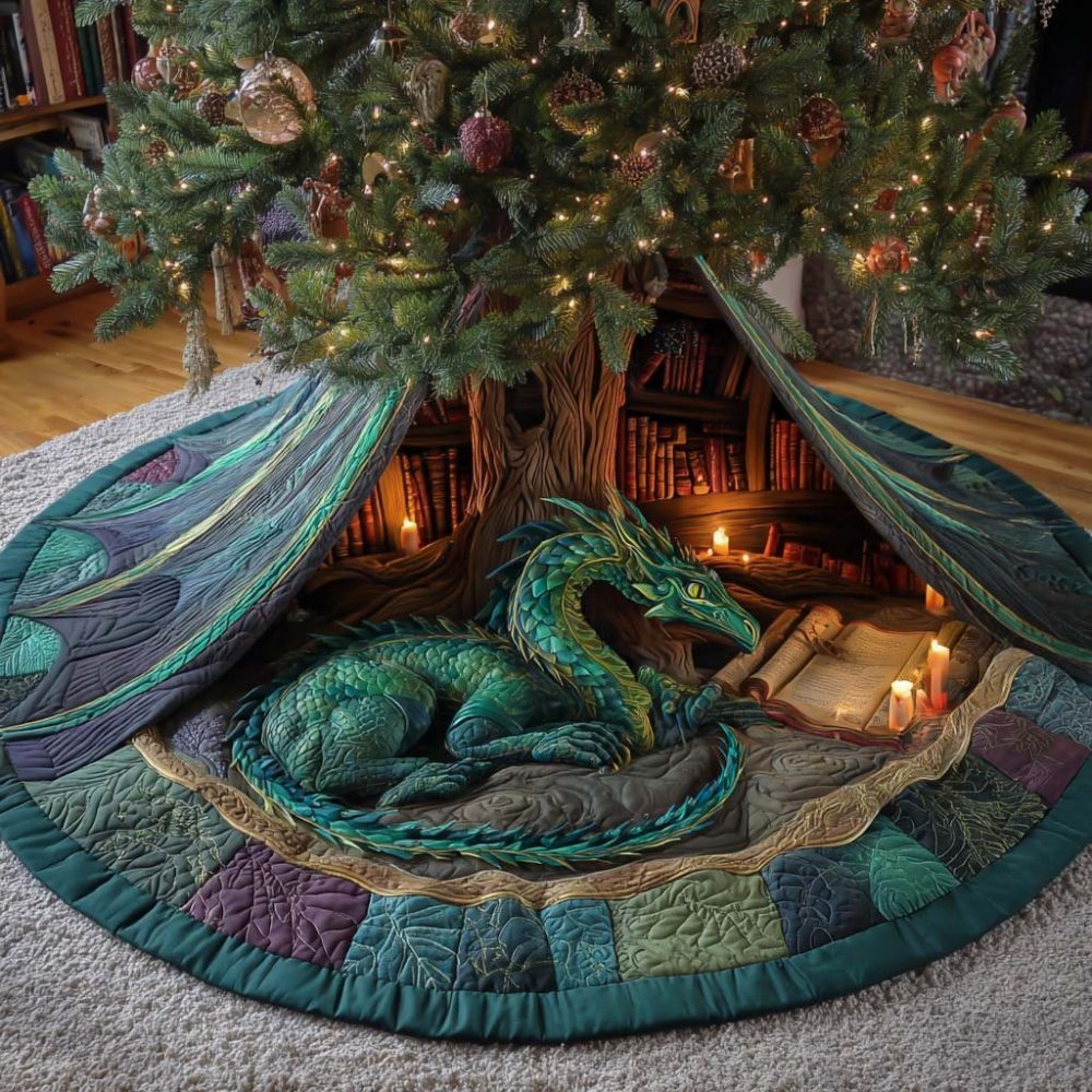 Verdant Lorekeeper Premium Tree Skirt — Handmade Greenery-Themed Christmas Tree Skirt, Customizable, Durable Fabrics, Eco-Inspired Holiday Accent