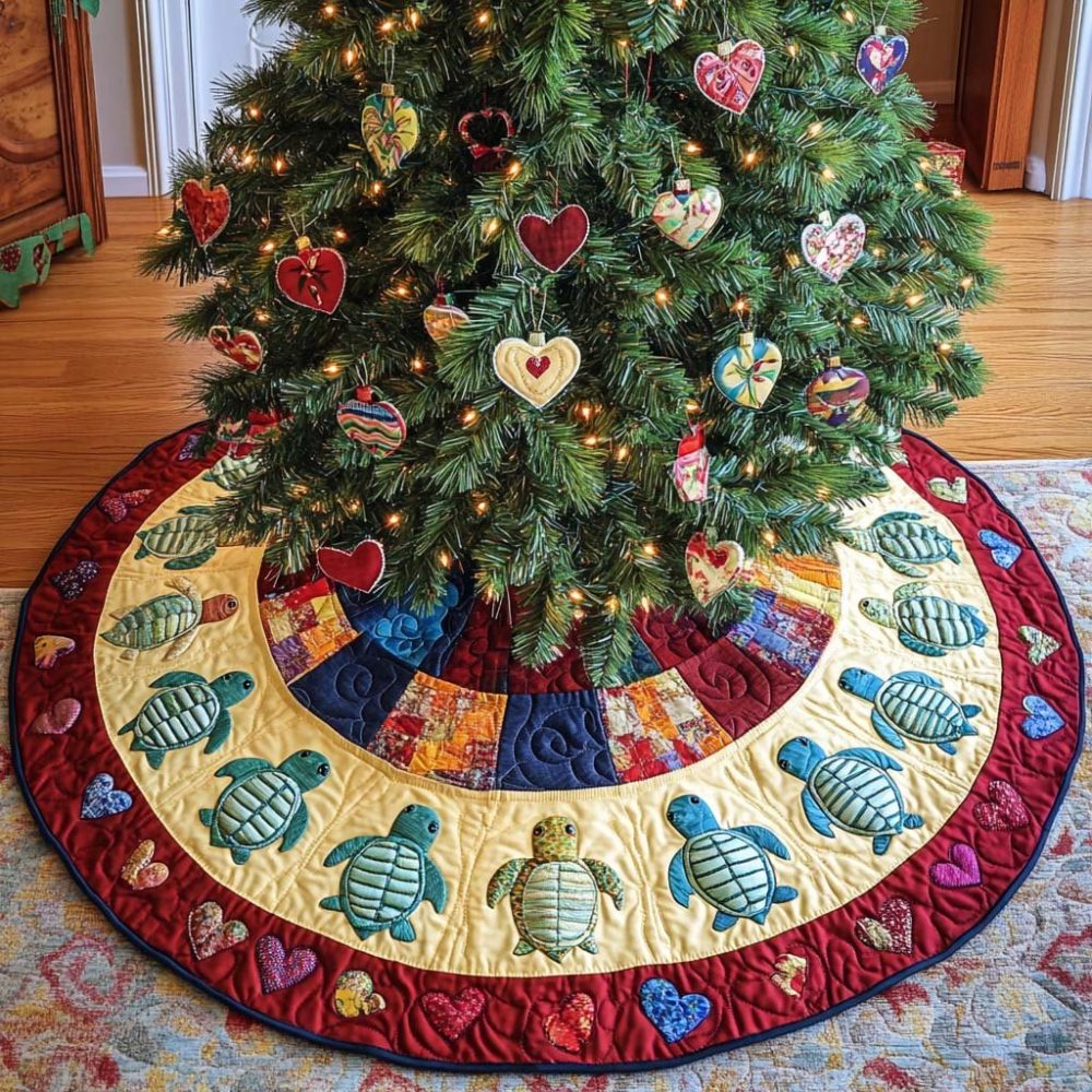 Tropical Vibrant Shells Christmas Tree Skirt – Custom Beach-Themed Holiday Tree Base Cover, Colorful Nautical Décor