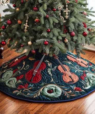 Bright Vibrant Virtuoso Christmas Tree Skirt – Custom Colorful Holiday Tree Base Cover, Bold Modern Festive Décor