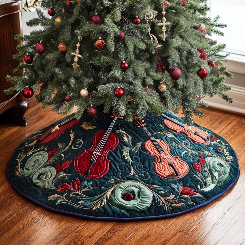 Bright Vibrant Virtuoso Christmas Tree Skirt – Custom Colorful Holiday Tree Base Cover, Bold Modern Festive Décor