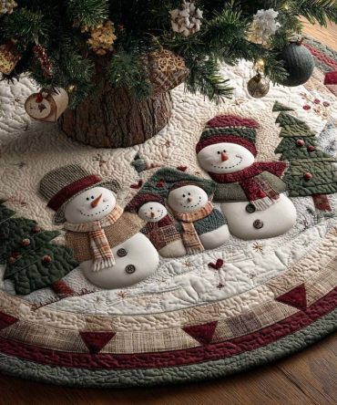 Village Ring Handcrafted Christmas Tree Skirt — Cozy Traditional Tree Skirt, Made To Order, Personalize With Family Name Or Date, Classic Holiday Style