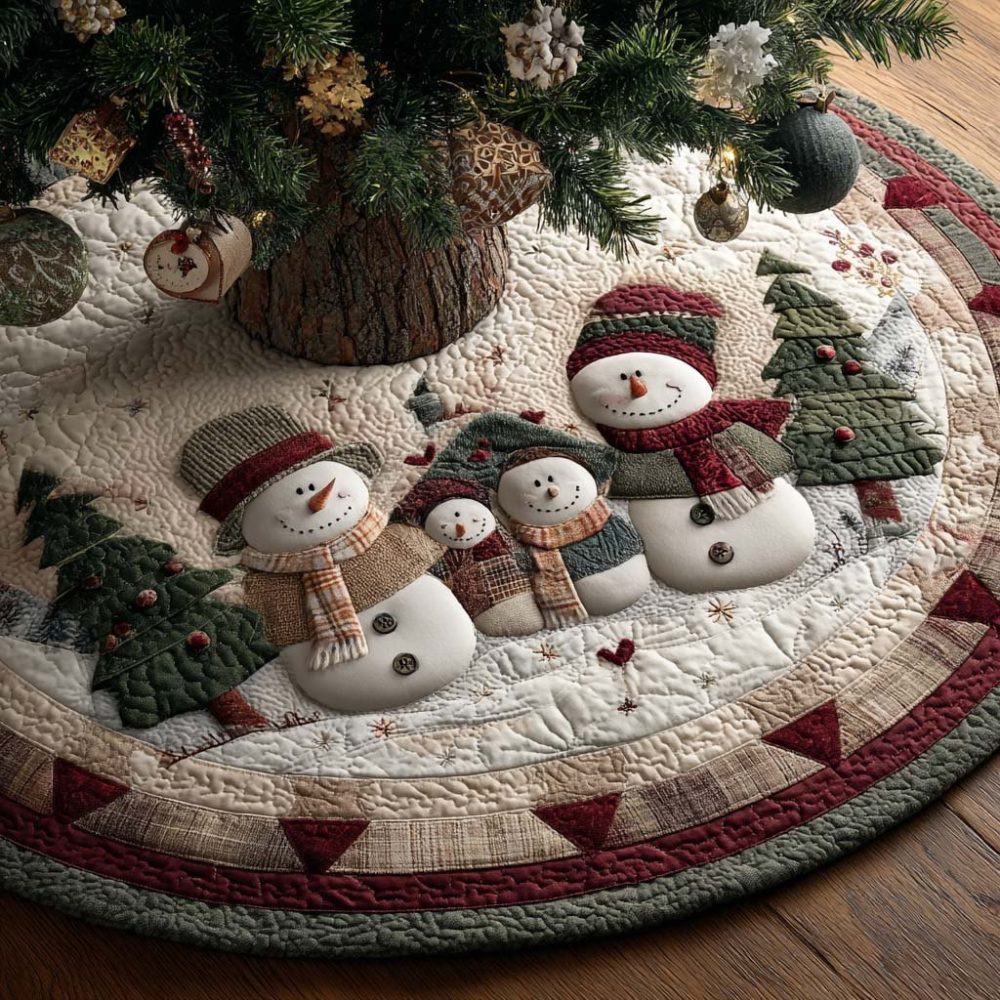 Village Ring Handcrafted Christmas Tree Skirt — Cozy Traditional Tree Skirt, Made To Order, Personalize With Family Name Or Date, Classic Holiday Style
