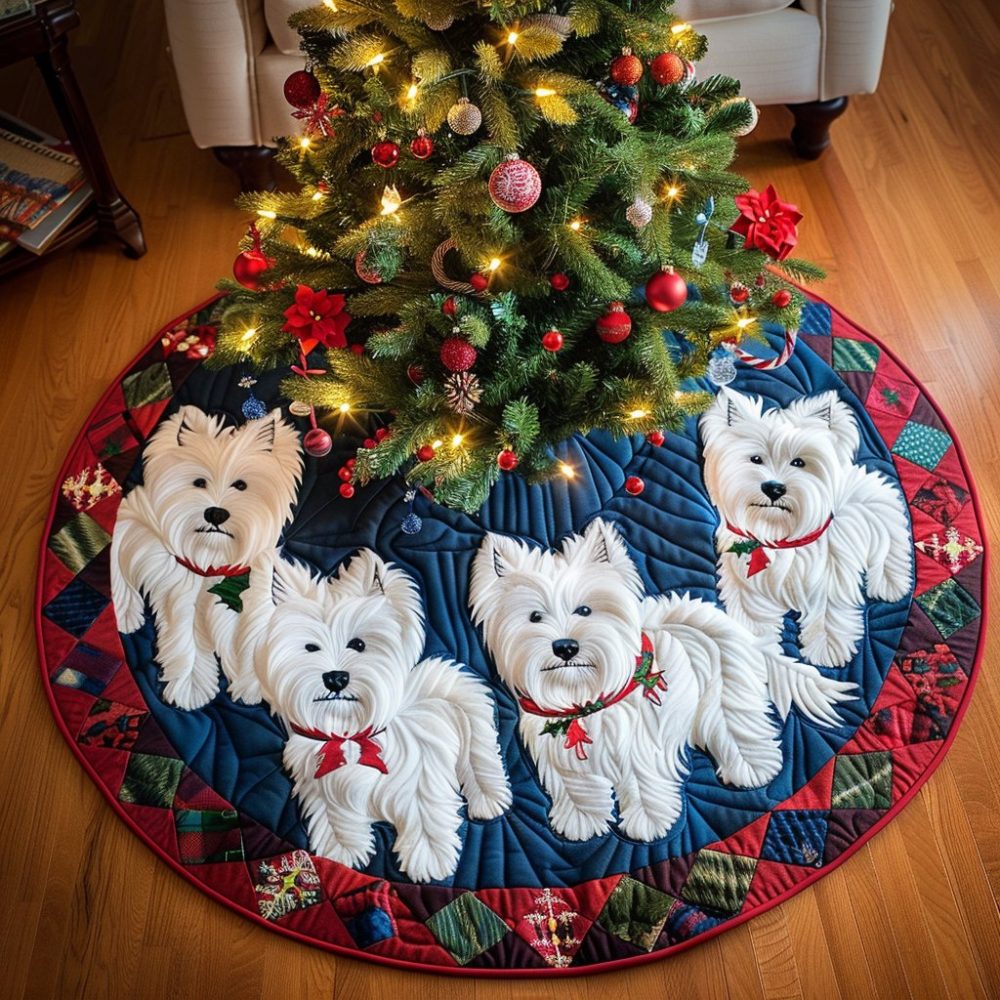 Westie Christmas Magic Tree Skirt — Handmade Festive West Highland Terrier Tree Skirt With Custom Options, Perfect Pet Lover Gift