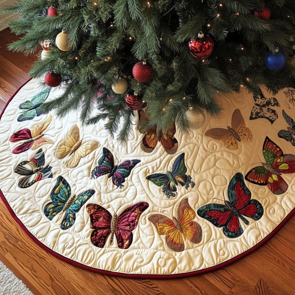 Whimsical Wings Holiday Tree Skirt – Handcrafted Angelic Wing Christmas Tree Skirt, Custom Sizes And Fabrics For Ethereal Seasonal Décor