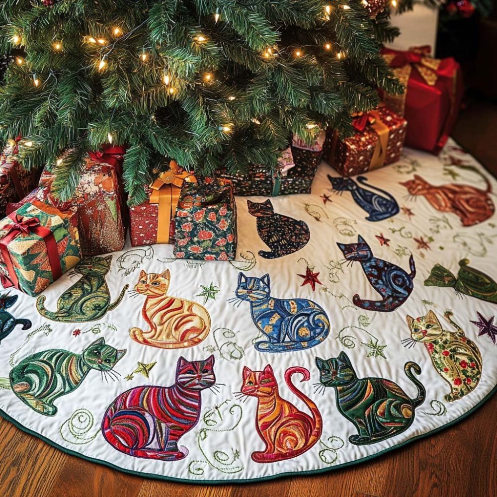 Whisker Paws Cozy Tree Skirt – Handmade Paw-Print Christmas Tree Skirt, Personalized Sizes And Fabrics For Pet Lovers And Festive Homes