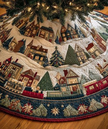 Whispering Snowfield Winter Tree Skirt - Snowy Field Design Christmas Tree Skirt, Made-To-Order Cozy Holiday Accent