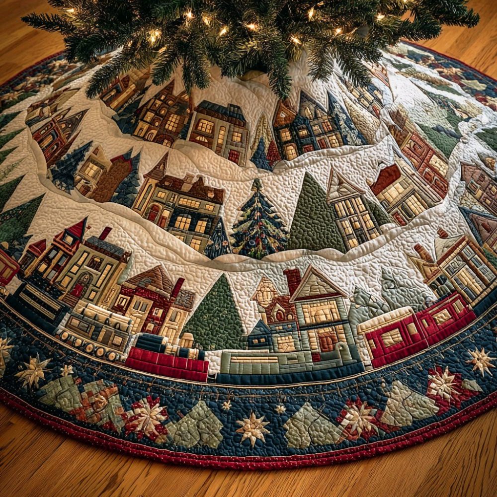 Whispering Snowfield Winter Tree Skirt - Snowy Field Design Christmas Tree Skirt, Made-To-Order Cozy Holiday Accent