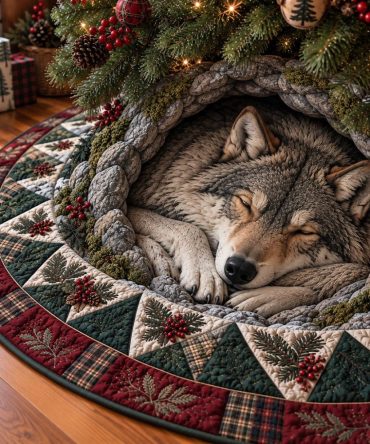 Handmade Woodland Tree Skirt - Custom Festive Holiday Tree Round Skirt, Plush Eco Fabric, Made-To-Order For Rustic Charm