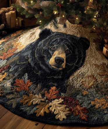 Wild Guardian Holiday Tree Skirt - Protective Woodland Animal Print Christmas Tree Skirt, Made-To-Order Luxe Seasonal Accent