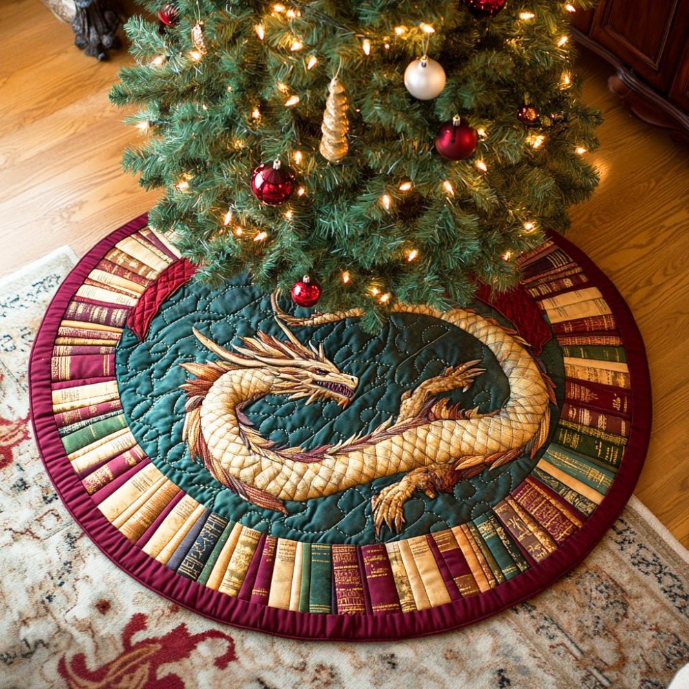 Wings Of Words Inspirational Christmas Tree Skirt — Customizable Message Skirt With Angelic Motif, Handmade Personalized Holiday Décor