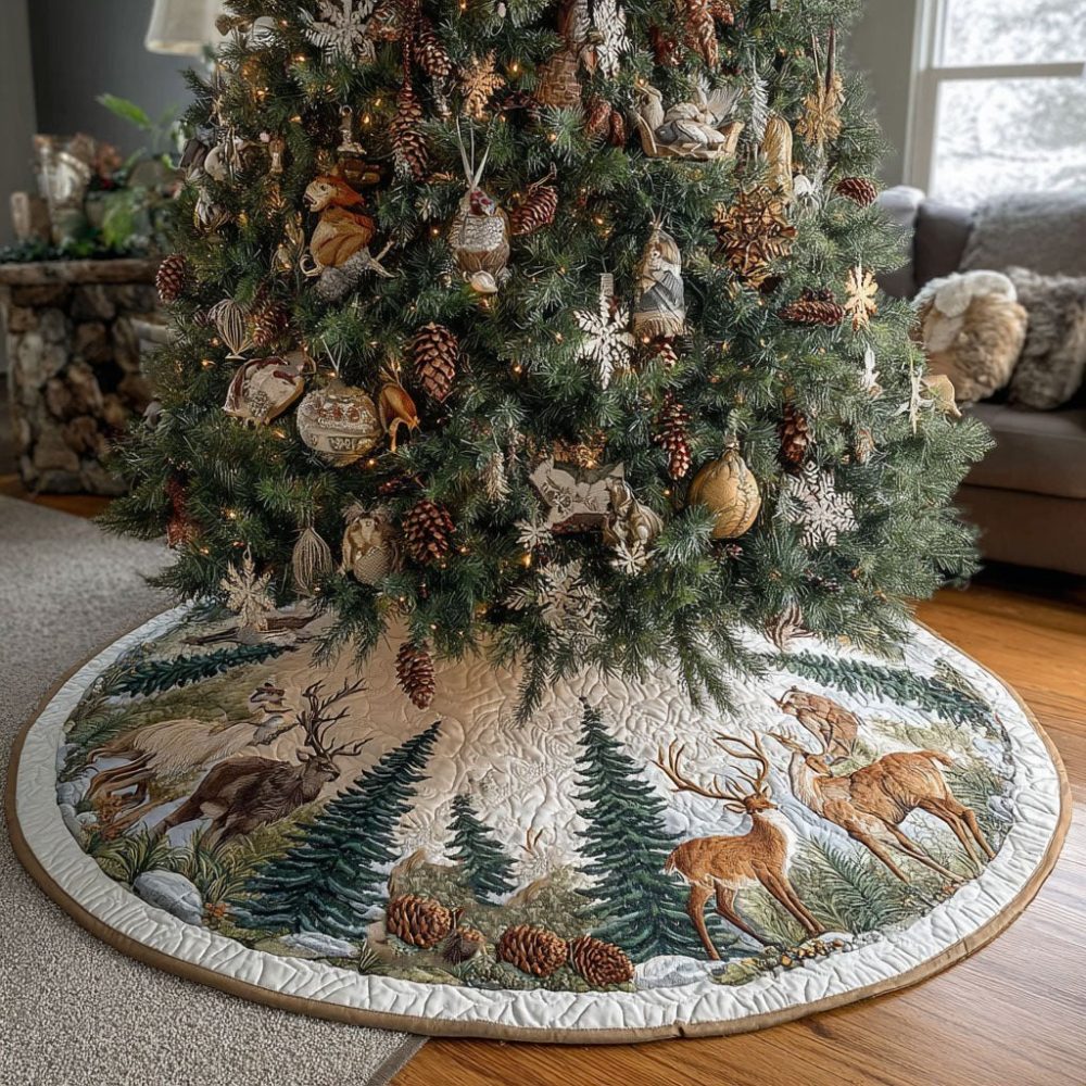 Rustic Winter Antlers Christmas Tree Skirt — Custom Handcrafted Reindeer Antler Holiday Skirt With Personalization Options, Durable