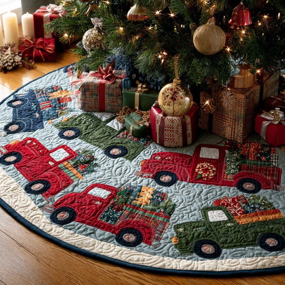 Elegant 'Winter Bless' Custom Christmas Tree Skirt — Personalized Seasonal Blessing, Premium Handmade Holiday Skirt For Cozy Homes