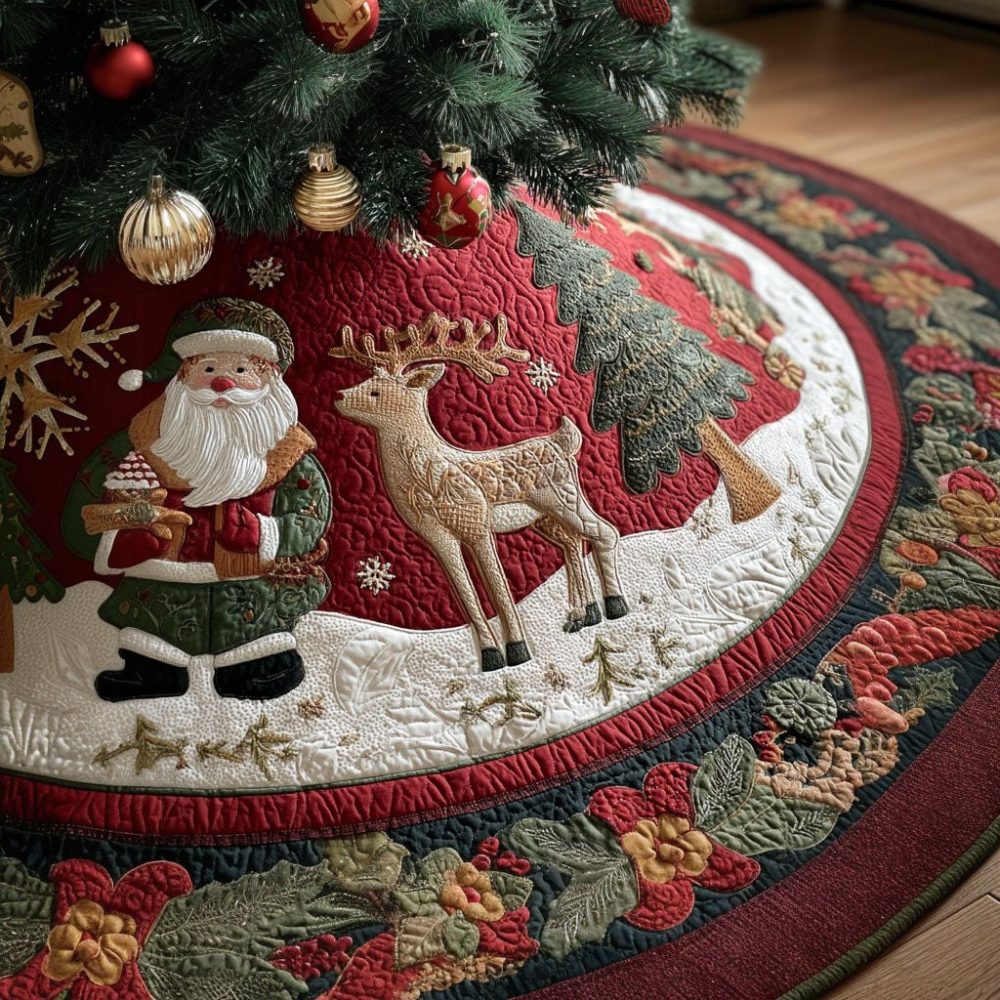Winter Hearth Glow Tree Skirt - Warm Hearth-Inspired Christmas Skirt, Custom Sizes, Premium Fabrics & Handcrafted Finish