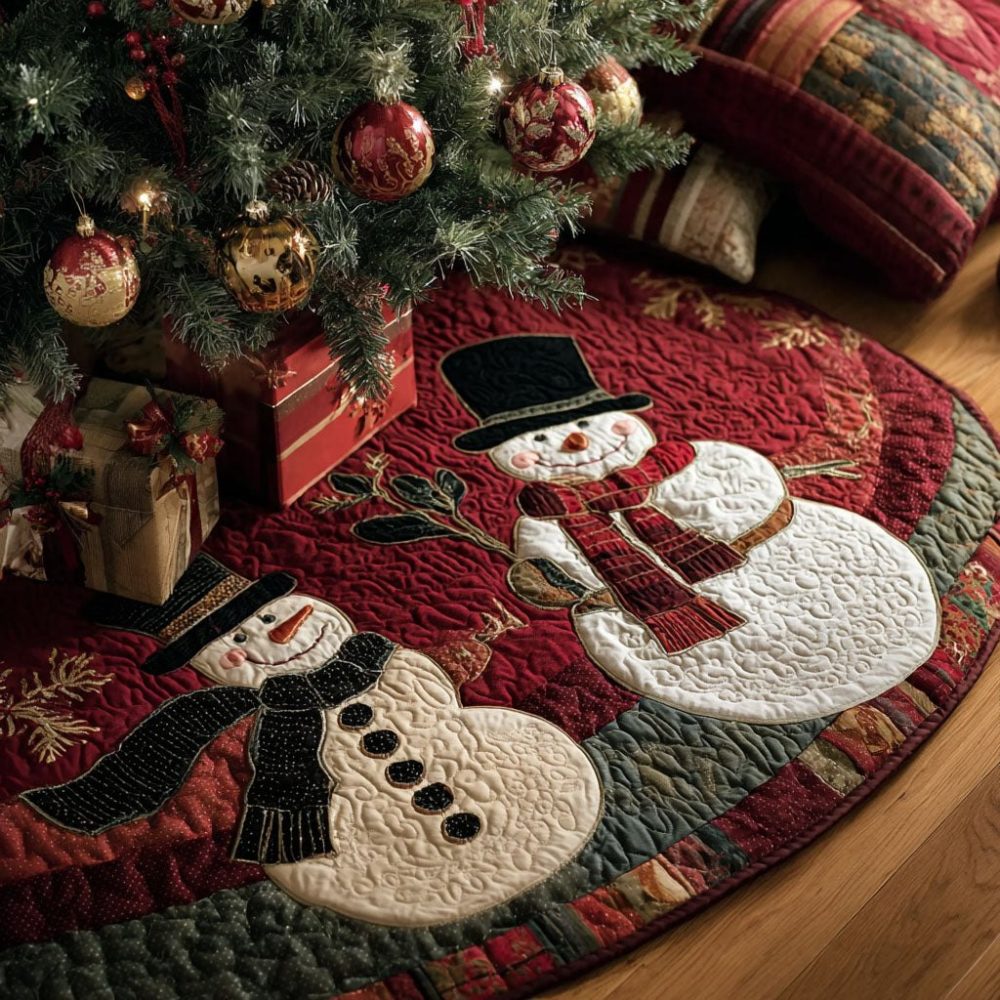 Winter Hug Cozy Tree Skirt - Custom Soft Holiday Skirt With Warm Motifs, Plush Backing, Handcrafted Made-To-Order