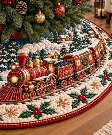 Winter Junction Luxury Christmas Tree Skirt — Cozy Faux Fur & Embroidered Snowflake Base Cover, Personalized Holiday Accent