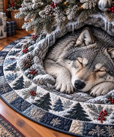 Winter Hollow Holiday Tree Skirt - Soft Snowflake Design, Custom-Sized Christmas Tree Skirt, Handmade Winter Decor