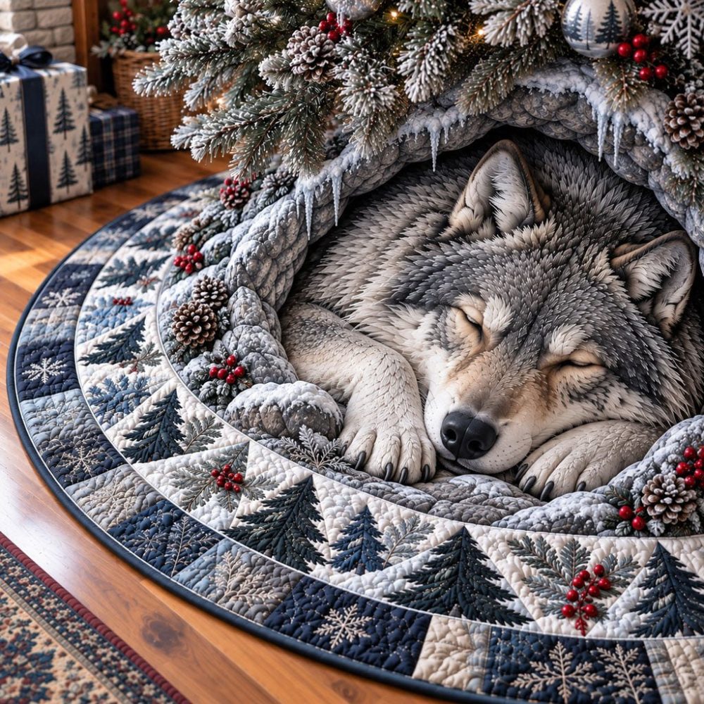 Winter Hollow Holiday Tree Skirt - Soft Snowflake Design, Custom-Sized Christmas Tree Skirt, Handmade Winter Decor