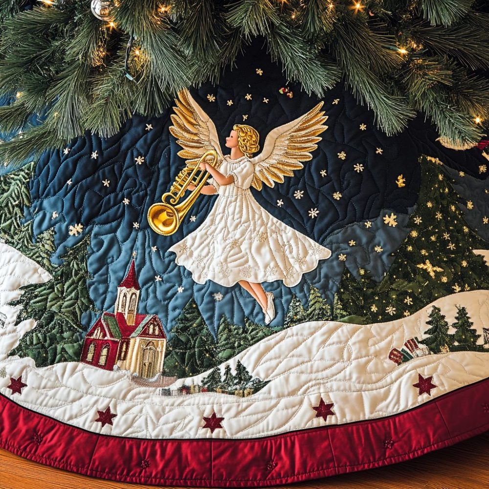 Winter Melody Festive Tree Skirt — Custom Musical Holiday Christmas Collar, Handmade Seasonal Decor With Personalization & Multiple Sizes