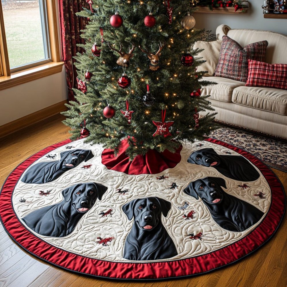 Retriever Holiday Tree Skirt — Personalized Golden Retriever Christmas Skirt, Handmade Pet-Themed Décor In Custom Sizes