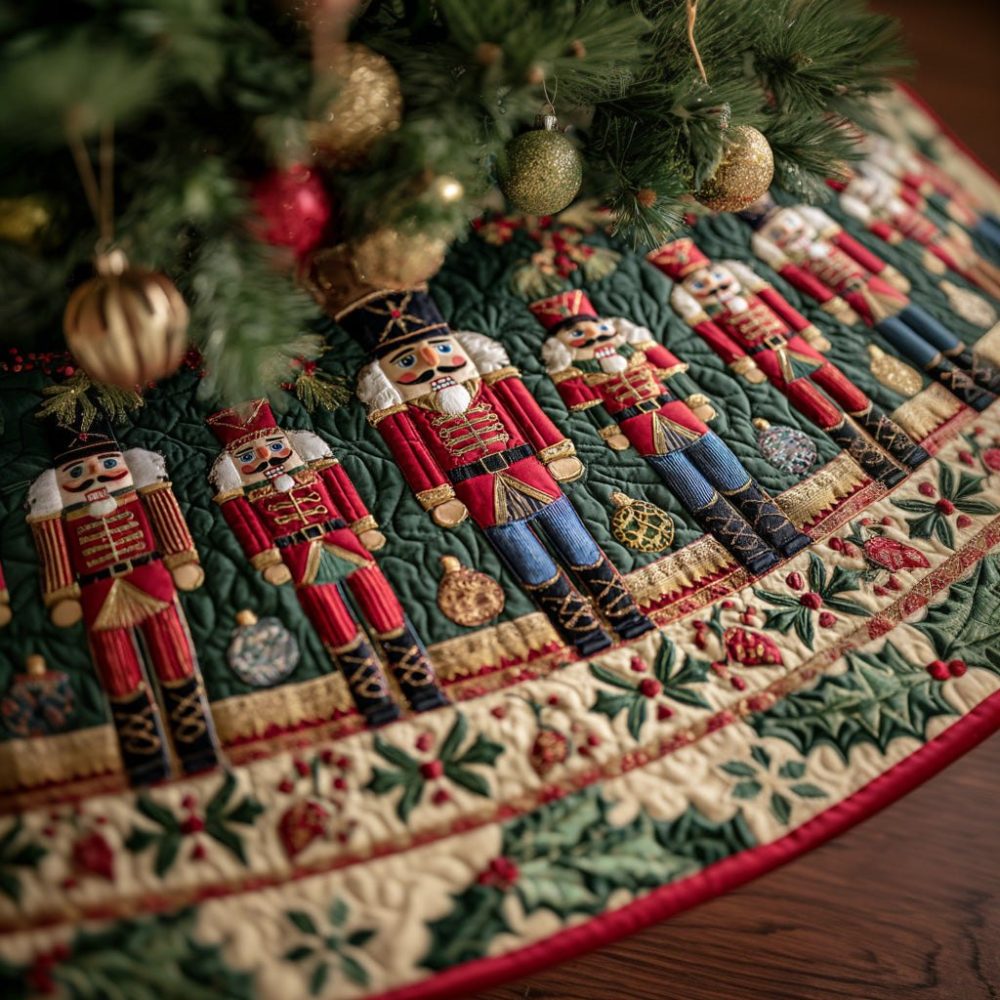 Winter Sentinel Traditional Tree Skirt — Classic Handcrafted Christmas Tree Skirt, Elegant Seasonal Home Décor, Custom Sizes