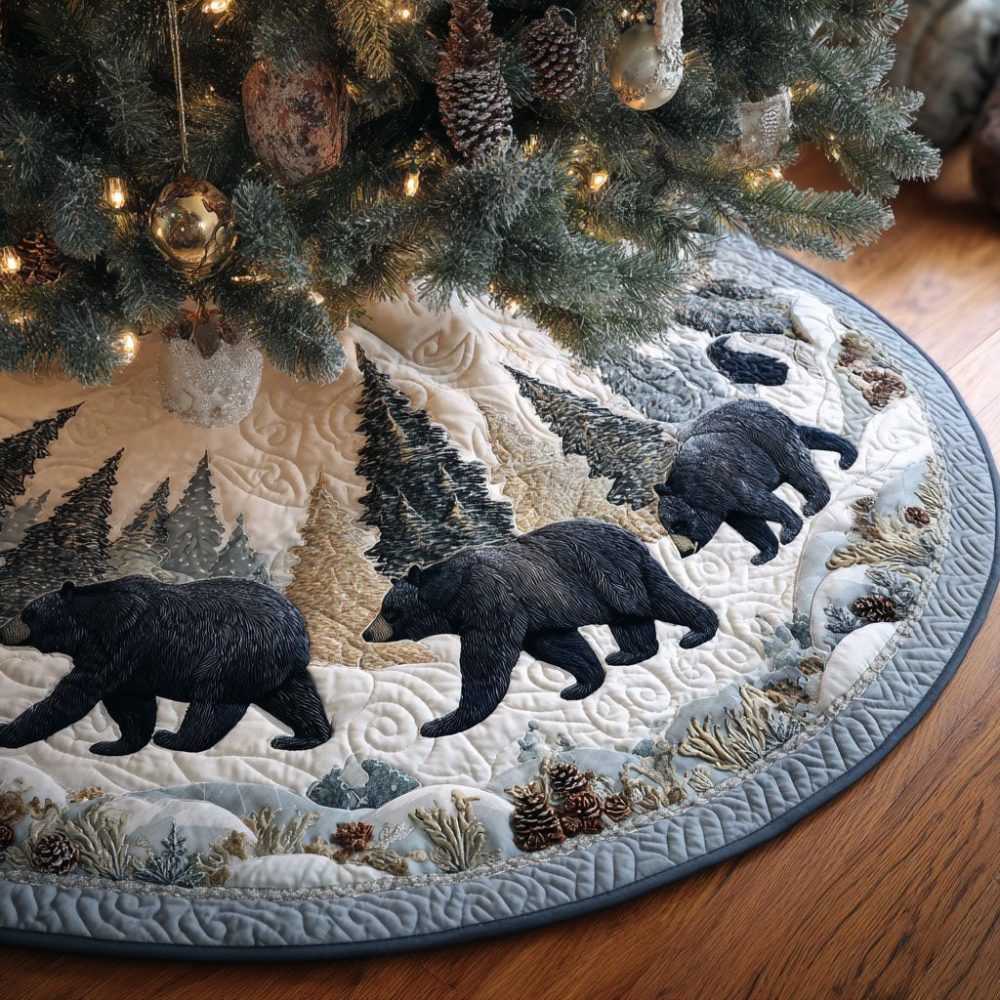 Winter Trail Snow Path Christmas Tree Skirt — Handcrafted Rustic Snowy Landscape Holiday Skirt, Custom Seasonal Decor
