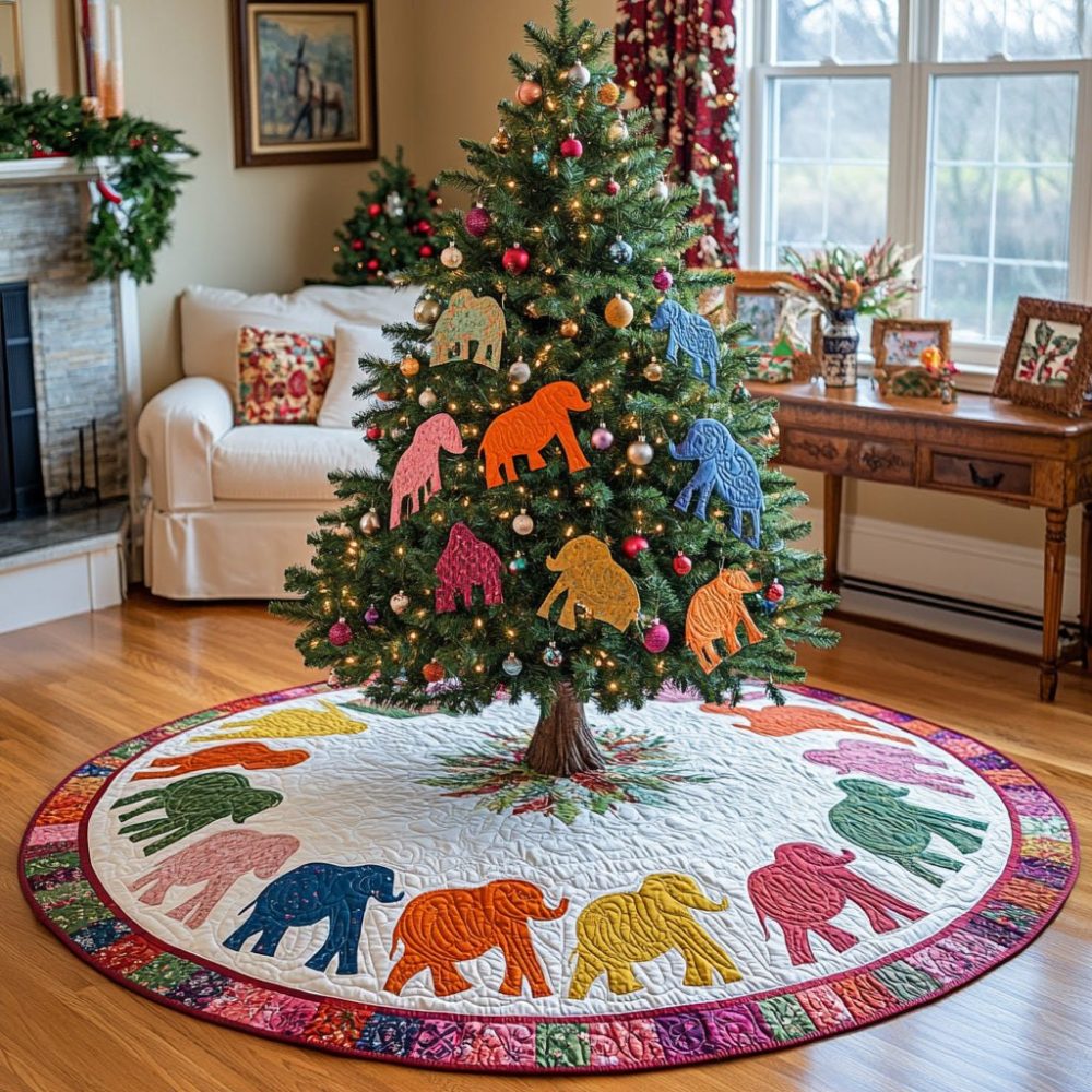 Winter Trunks Tree Skirt — Rustic Log & Trunk Pattern Holiday Base, Handmade Cozy Seasonal Décor For Cabin Living