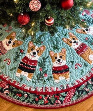 Winter Wonderland Pals Christmas Tree Skirt — Cute Animal Friends Holiday Skirt, Handcrafted Custom Size For Festive Displays