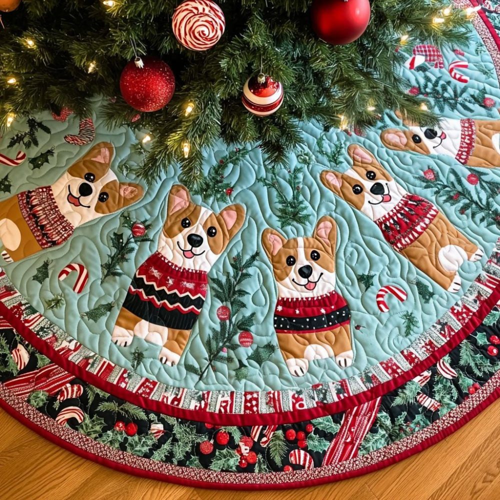 Winter Wonderland Pals Christmas Tree Skirt — Cute Animal Friends Holiday Skirt, Handcrafted Custom Size For Festive Displays