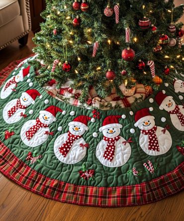 Handcrafted Wintertime Cheer Holiday Tree Skirt — Classic Festive Christmas Tree Skirt, Custom-Made With Cozy Accents