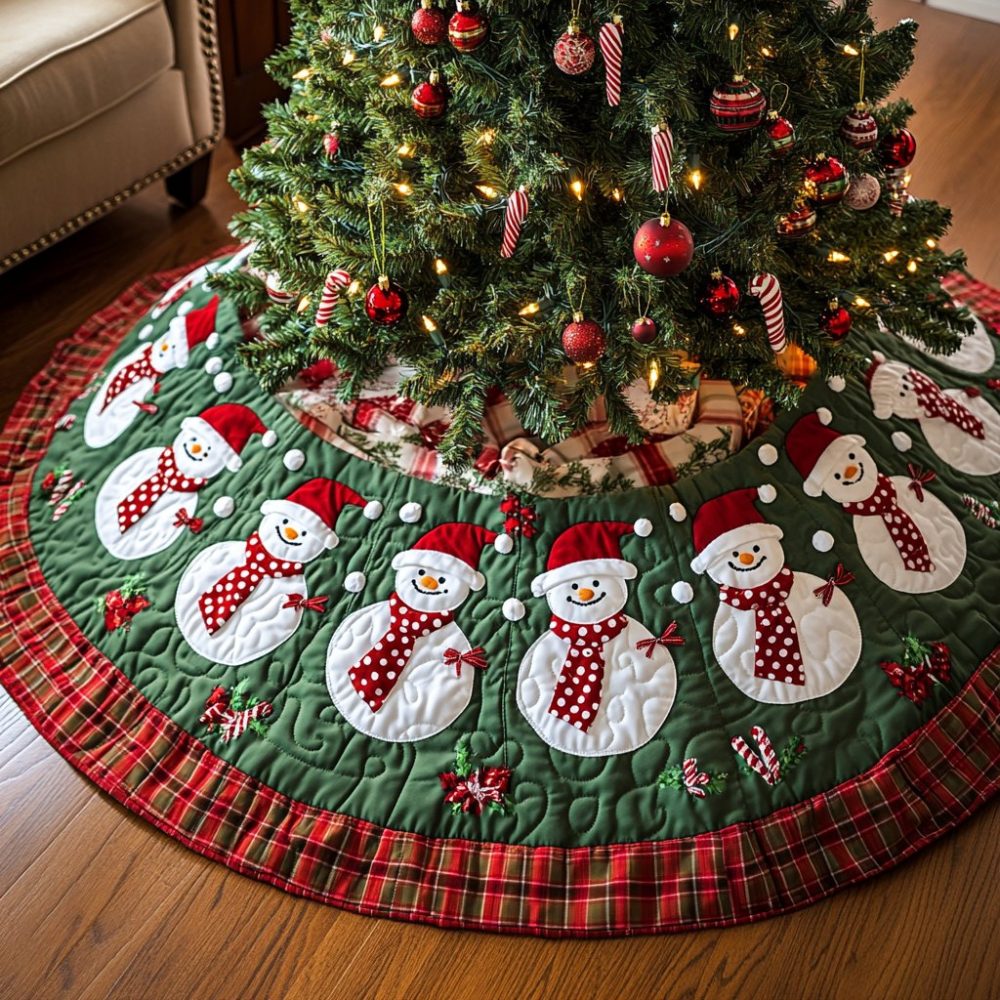 Handcrafted Wintertime Cheer Holiday Tree Skirt — Classic Festive Christmas Tree Skirt, Custom-Made With Cozy Accents
