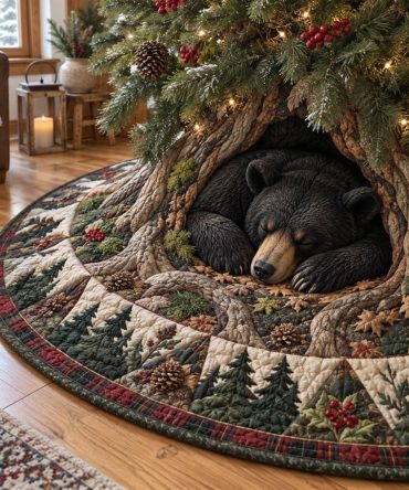 Luxury Woodland Dream Tree Skirt - Handcrafted Rustic Holiday Tree Mat With Animal Motifs, Custom Fit, Made-To-Order